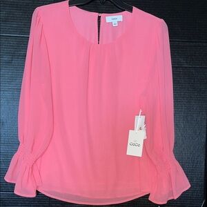 CeCe Bright Pink Ruffle Sleeve Blouse